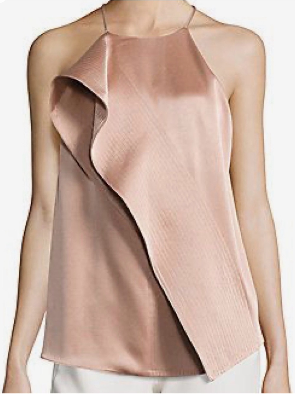 Halston Heritage Satin Halter Top in Soft Blush
